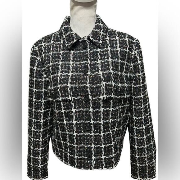LOFT Shimmer Tweed Shirt Jacket size large NWT - Picture 3 of 8
